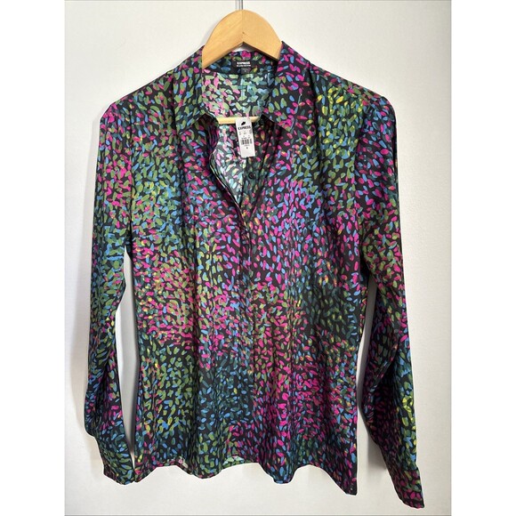 Express Tops - Express Portofino Desig Workwear Multicolor ButtonDown DressUp Mod Academia NWT